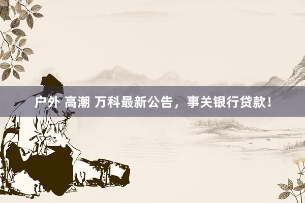 户外 高潮 万科最新公告，事关银行贷款！