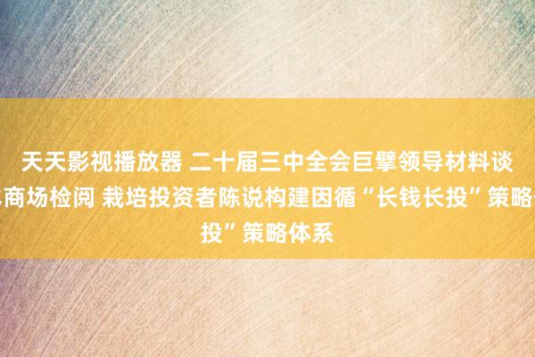 天天影视播放器 二十届三中全会巨擘领导材料谈成本商场检阅 栽培投资者陈说构建因循“长钱长投”策略体系